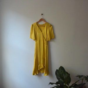 Yellow wrap summer dress by Mango